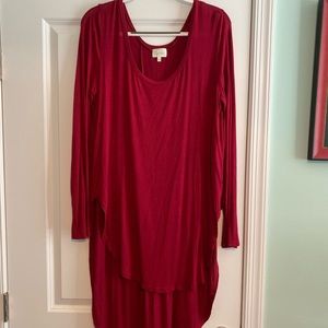 Anthropologie Deletta Red Top High Low XL